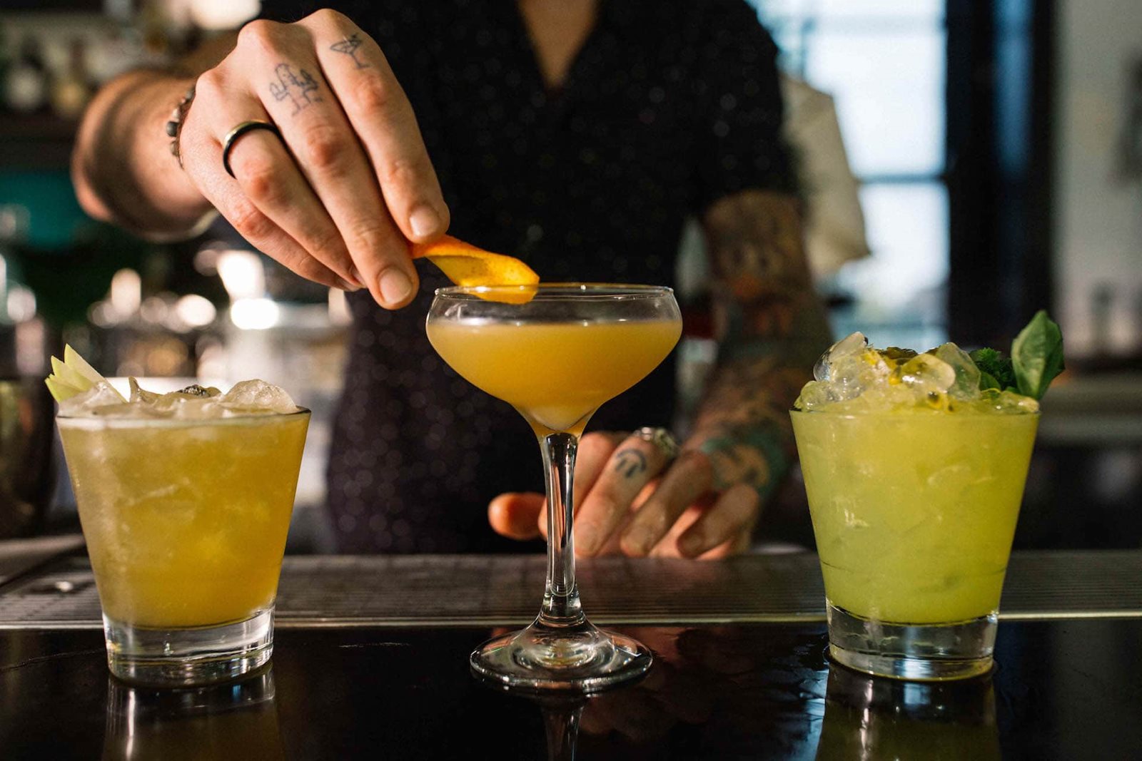 Cocktails being finished at Mrs Jones