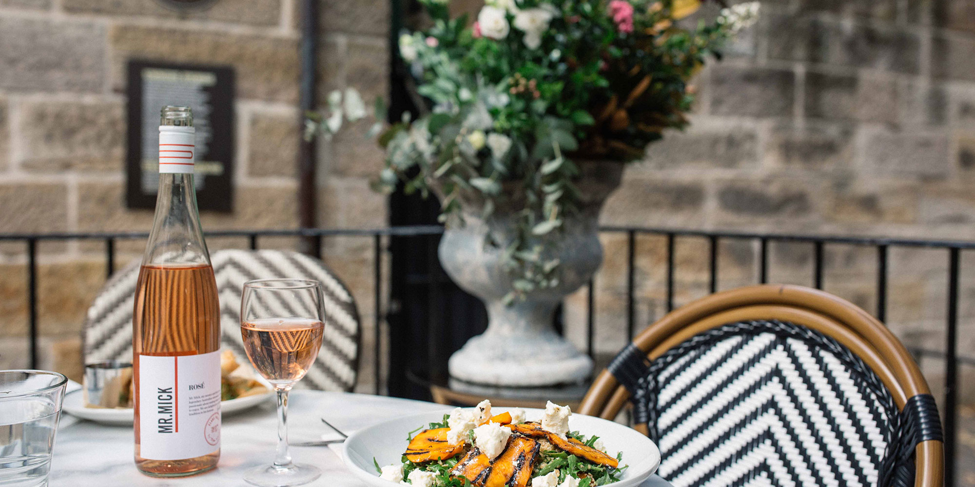 Wine and a seasonal plate on the terrace